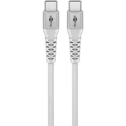 Goobay USB-CTM Supersoftes Textilkabel mit Metallsteckern, 2 m, weiß
