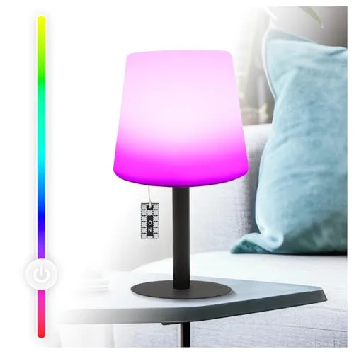 AddLiving LED Lampe | Nachttischlampe mit Zugschalter | Table Light | Dimmbar & Kabellos | Moderne Tischlampe für Wohnzimmer & Schlafzimmer | Nachtlicht & Deko | RGB Farben | Wetterfest IP44 | Schwarz