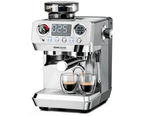 Rommelsbacher Siebträgermaschine mit Mahlwerk EKS 2600, Manometer | ULKA-Qualitätspumpe (20 bar), 44 Mahlgrade, Vorbrühfunktion, einstellbare Brühtemperaturen, 4 Siebeinsätze, Dampflanze