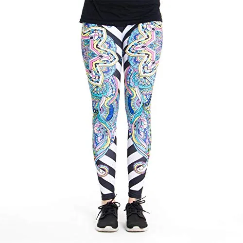 cosey - Bunte Bedruckte Mandala-Leggings (Einheitsgröße) - Design Psychedelic