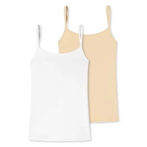 Uncover by Schiesser - Cotton - Spaghetti Top - 2er Pack (XXL Weiß/Sand)