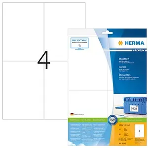 HERMA 8630 Versandetiketten - 10 Blatt, 105 x 148 mm, selbstklebend und matt, TÜV-zertifiziert für konturenscharfes Druckergebnis