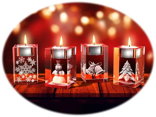 GLASFOTO.COM Teelichthalter Advents-Teelichthalter, Weihnachten, Kristallglas, 4er-Set