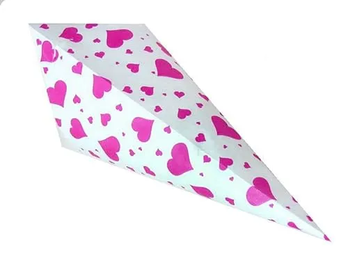 Spitztüten 125gr Herzen sortiert pink 100 Stück| Für 125gr. Süßigkeiten | für Popcorn und gebrannte Mandeln | Candybar | Hochzeit | Kindergeburtstag | Bonbontüten | Mandeltüten (100)
