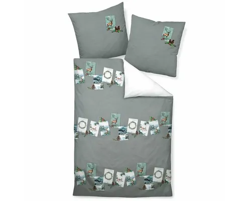 Janine Modern Art Mako-Satin Bettwäsche 155x220 Postkarten Hirsch - Elegante Mako-Satin Bettwäsche von Janine, 2-teilig: 1x Bettbezug (155x220 cm) und 1x Kissenbezug (80x80 cm). Aus 100% Baumwolle mit edlem Seidenfinish, angenehm weich und hautsympathisch. Waschbar bis 60°, trocknergeeignet.