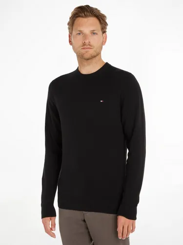 Tommy Hilfiger Rundhalspullover PIMA ORG CTN CASHMERE CREW NECK - Herren-Pullover aus 92% Baumwolle und 8% Kaschmir, weich und bequem für lässige Anlässe, in elegantem Schwarz und Größe XXL erhältlich.