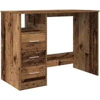 vidaXL Schreibtisch Altholz-Optik 102x76 cm - Eleganter Bürotisch aus langlebigem Holzwerkstoff mit großer Arbeitsfläche und 3 Schubladen für optimalen Stauraum – ideal für Home Office und Studentenzimmer.