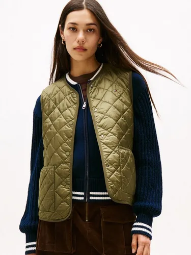 Tommy Hilfiger Damen Padded Quilted Steppweste, Utility Olive, XL - Stilvolle Steppweste in zeitlosem Design, ideal für jeden Anlass. Leicht, warm und optimal geschnitten, bietet sie hohen Tragekomfort und ist aus 100% recyceltem Nylon gefertigt.