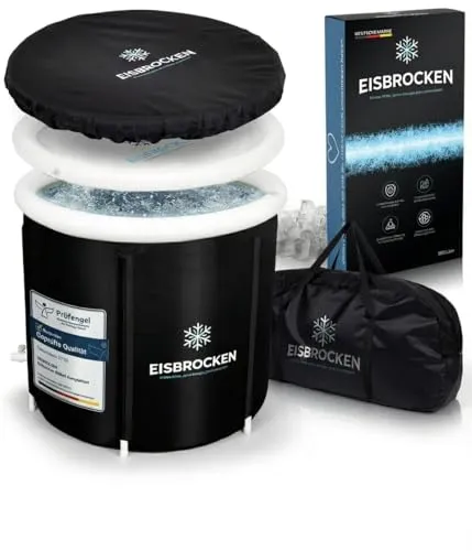 EISBROCKEN [Das Original] Eisbad Tonne – Faltbare Eistonne 80 cm Ø mit 5-Schicht-Isolierung für Sport, Regeneration & Erholung – Indoor & Outdoor Eisbad