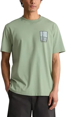 Marc O'Polo Denim Herren T-Shirt aus Baumwolle, Rundhalsausschnitt, Grün (Tea Green), L - Hochwertiges Herren T-Shirt von Marc O'Polo Denim, ideal für lässige Outfits. Aus weicher Baumwolle gefertigt, bietet es hohen Tragekomfort und eine tolle Passform.