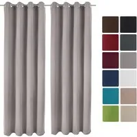Beautissu Vorhang Amelie Nora, 2er Set Verdunkelungsvorhang 140x245cm, Grau - Fertiggardinen in Grau, 100% Polyester, ideal für eine gemütliche Atmosphäre und effektive Verdunkelung, schonend waschbar bei 30°C.