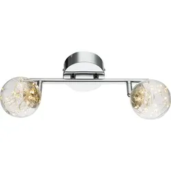 GLOBO LIGHTING LED Deckenleuchte 2-flammig mit fest verbauten LEDs - Stilvolle Deckenleuchte in nickel-matt mit zwei beweglichen Spots aus klarem Glas. Energieeffiziente LED-Technologie sorgt für warmweißes Licht und setzt exklusive Akzente in Ihrem Raum.