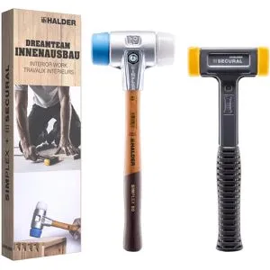 HALDER Aktionsbox Dreamteam Innenausbau – Schonhammer Set - Vorteilsbox mit SIMPLEX- und SECURAL-Schonhammer für präzise Arbeiten im Innenausbau. Leichtes Aluminium-Gehäuse und austauschbare Einsätze garantieren Wirtschaftlichkeit und umweltfreundlichen Einsatz.