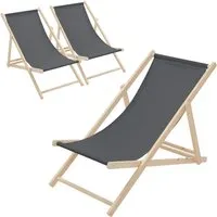 ECD Germany Gartenliege Holz Beachstuhl, klappbar und verstellbar - Liegen – 3er Set klappbare Sonnenliege aus hochwertigem Kiefernholz, wetterfest und bis 120 kg belastbar, ideal für Garten und Strand.