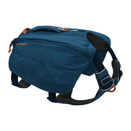 RUFFWEAR Hunderucksack - Bequeme Satteltasche für kleine Hunde, Blue Moon, Größe XS - Hunderucksack im Satteltaschen-Stil mit 4,5 L Fassungsvermögen, ideal für Tageswanderungen. Integriertes Geschirr und hohe Sichtbarkeit durch Reflektoren für mehr Sicherheit.