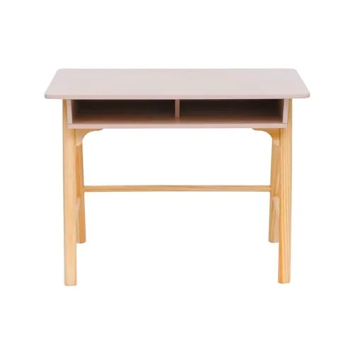 Rebecca Mobili Schreibtisch für Kinderzimmer - Rosa Braun - Kinderschreibtisch aus robustem MDF und Kiefer, mit Ablagefach für Bücher und Hausaufgaben. Ideal für eine Montessori-Umgebung und fördert die Unabhängigkeit der Kinder.