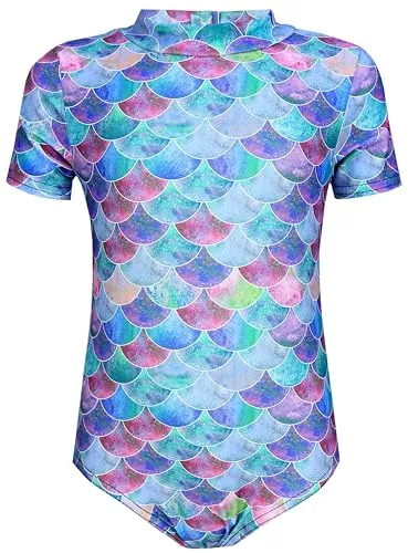 Aquarti Baby Mädchen Badeanzug Einteiliger Kurzarmbody UV-Schutz Schwimmanzug Body Swimmsuit