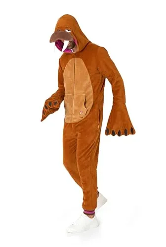 Opposuits Kostüm Walross Onesie - Kuschelweicher Kapuzenoverall im Walross-Design, ideal für Partys oder gemütliche Abende zu Hause - perfekt für Erwachsene!