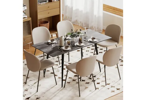 HOMCOM Klapptisch Esstisch (120,160 x 75 cm Küchentisch, 1-St., Esstisch), mit ausziehbarer Tischplatte, Stahlbeine, für 6-8 Personen, Grau