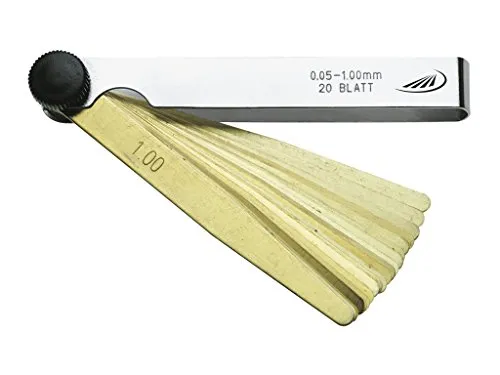 Helios Preisser Fühlerlehren (Blatt konisch, 10 mm x 100 mm, Feststellmutter, Messbereich 0,05 – 1,0 mm, 20 Blatt) 0607 403