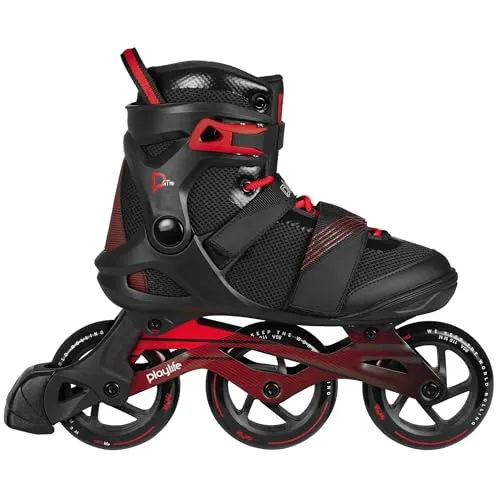 Playlife Inline Skates GT Black 110, Schwarz, Unisex für Herren und Damen, 110mm/80A Rollen, ABEC 7 Kugellager, Art. nr.: 880272 42