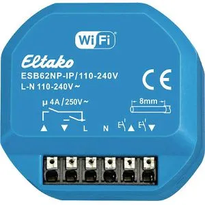 Eltako Schaltaktor ESB62NP-IP, 1 Kanal WLAN für Smart Home - Unterputz Schaltaktor für Rollladensteuerung bis 4 Ampere. WLAN-fähig, keine Hub nötig, mit automatischer Endlagenerkennung und Over-the-Air-Updates.