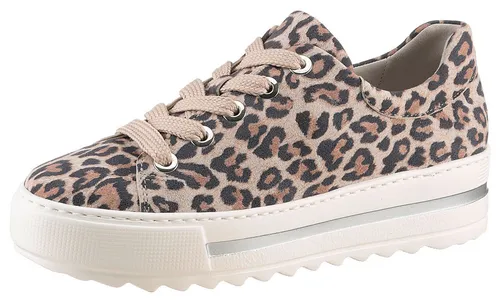 Gabor FLORENZ Plateausneaker, Freizeitschuh, Halbschuh, Schnürer, modischer Leo-Look, Weite G