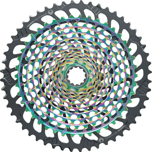 SRAM XX1 Eagle XG-1299 Kassette - Rainbow, 10-52 Zähne - 12-fach Kassette für Mountainbikes, bietet eine breite Übersetzung von 10-52 Zähnen und besticht durch das auffällige Rainbow-Design.