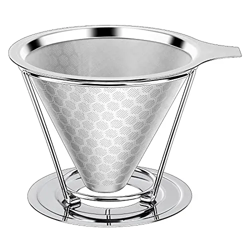 ceuao Kaffeefilter Wiederverwendbar - Permanenter Edelstahl-Filter Mit Abnehmbarem Ständer, Papierlos Zur Herstellung Von Manuellem Kaffee, Dauerfilter