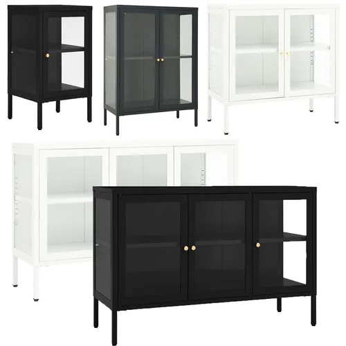 Stylishes Sideboard Küchenschrank aus Stahl und Glas von vidaXL