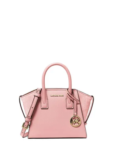 Michael Kors Mini-Satchel Handtasche für Damen - Rosa - Elegante Handtasche aus 100 % Leder mit Wildleder-Besatz in zartem Powder Blush. Kompakt und praktisch mit 3 Karten-Slots für Ordnung und abnehmbarem Crossbody-Riemen für vielseitige Trageoptionen.