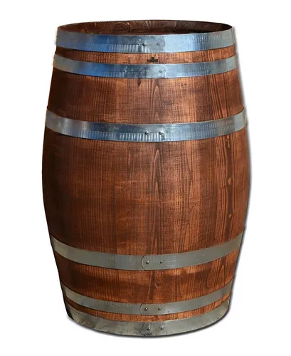 Temesso Stehtisch aus Kastanienfass - 100 oder 150 Liter - Stylischer Stehtisch aus Kastanienholz, ideal für Gartenpartys. Erhältlich in 100 oder 150 Litern, mit geölter Oberfläche für optimalen Wetterschutz und ansprechende Holzmaserung.