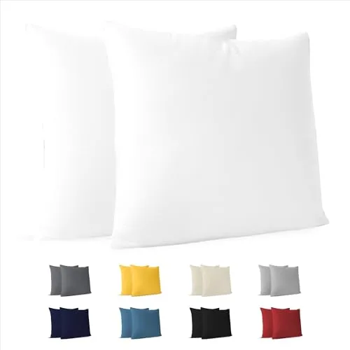 Dreamzie Kissenbezug 80x80 (Set mit 2) - 100% Jersey Baumwolle 150 g/qm Kissenbezüge -Weiß - Für Kissen 80 x 80 cm - Kissenhülle - Kissenbezug - Resistent und Hypoallergen