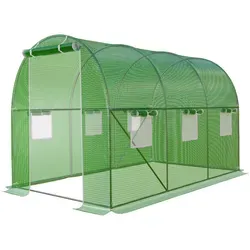 GARMIO® Folien-Gewächshaus Cicata - Winterfestes Tomatengewächshaus für Hobbygärtner - Garten-Zubehör: Kompaktes 6 m² Gewächshaus mit 6 aufrollbaren Fenstern und Insektennetz, ideal für die ganzjährige Pflanzenaufzucht und platzsparend im Garten.