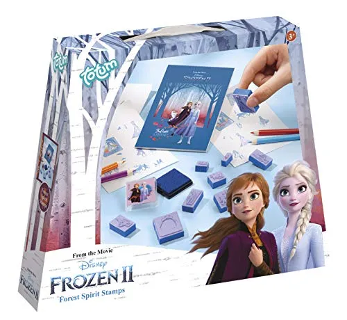 TM Essentials 680678 Frozen II Stempelset mit verschiedenen Stempelmotiven, Stiften und einem Malblock von Anna und Elsa