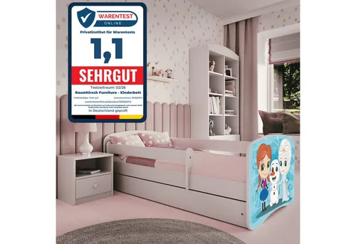 Raumhirsch Kinderbett Eisberg, Weiß, 80x180 cm - Kinderzimmermöbel mit abnehmbarer Schutzschiene für maximale Sicherheit und geräumiger Schublade für praktischen Stauraum. Langlebige Materialien und einfache Montage sorgen für ein gemütliches Wohlfühlambiente.