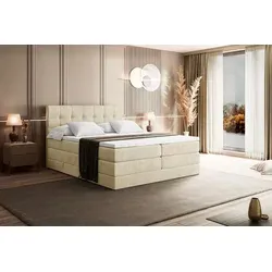 ALTDECOR Boxspringbett BERO KING 200x200 cm - Beige Monolith 04 - Boxspringbett mit 2 Bettkästen für optimale Aufbewahrung und H3/H4 Matratzen für individuellen Schlafkomfort - ideal für erholsame Nächte.