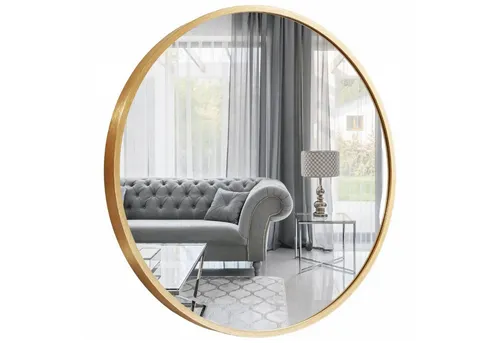 GOLD&CHROME UNIQUE DESIGN Wandspiegel - Eleganter runder Badspiegel mit goldfarbenem Metallrahmen, Durchmesser 40 cm, modern und stilvoll für jedes Badezimmer.