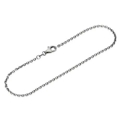 NKlaus 20cm Armband Ankerkette rund 925 Sterling Silber oxidiert Breite: 1,9mm 13833