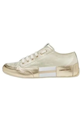 Candice Cooper Rock Patch S-Sneakers aus Leder, Gold 39 - Damen-Sneaker aus hochwertigem Leder, mit stylischem Rock-Patch-Design und bequemer Gummisohle für optimalen Tragekomfort.