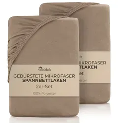 NatureMark Spannbettlaken gebürstete Mikrofaser Spannbettlaken 2er-Pack, Polyester, Gummizug: rundum, (2 Stück), viele Größen / Farben Markenware 180x200cm, 2er-Pack, Sand beige 180 cm x 200 cm