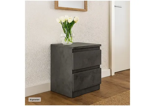 HTI-Living Nachtkommode mit 2 Schubladen in Grau in grau von HTI-Line