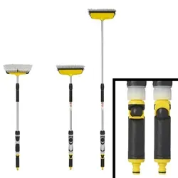 Waschbürste Teleskop 92–150 cm – Reinigungsbürste mit Wischer & Seifenspender – ideal für LKW, Wohnmobil, Auto & Caravan – stabile Teleskopstange für gründliche Fahrzeugwäsche