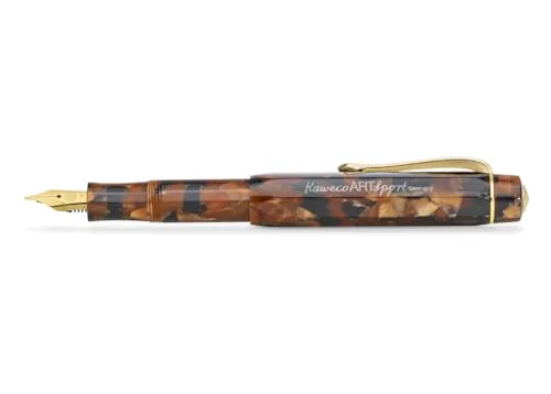 Kaweco ART SPORT Füllhalter Hickory Brown I Premium Füllfederhalter für Tintenpatronen mit hochwertiger Stahlfeder I Sport Füller aus Acryl 12,5 cm I Federbreite: BB (Extra Breit)