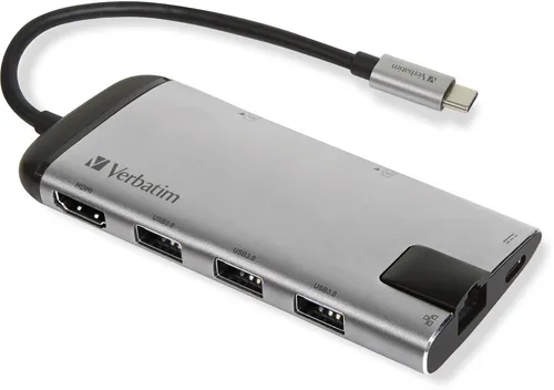 Verbatim Multiport-Adapter 49142 - 4K Videoausgabe, Platz für 6 Geräte, ideal für flexibles Arbeiten und mobile Lösungen