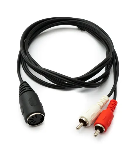 Cinch 2 RCA Kabel 150 cm Buchse zu DIN 5 polig Stecker Stereo Adapter in Schwarz