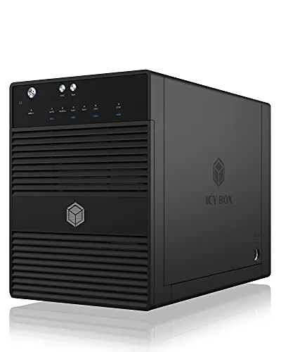ICY BOX IB-3740-C31 - Externes 4-Fach USB-C Gehäuse für 2,5/3,5 Zoll SSDs und Festplatten, ultraschnelle 10 Gbit/s Übertragung und effiziente Kühlung mit temperaturgesteuertem Lüfter