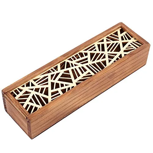 HERCHR Holzschatulle Schatulle Holz Aufbewahrungsbox, Stiftebox Mit Schiebe-Deckel Holzbox Holzkiste Bleistiftbox Small Storage Organizer Für Das Home School Office,19,5 X 5,6 X 4 Cm
