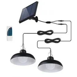 Lumisky Doppelte Solar-Pendelleuchte 2x WAREN - Moderne 2x WAREN Solar-Pendelleuchte für Außenbereiche, mit 10 Stunden Betriebsdauer und Fernbedienung. Ideal für Terrassen und Feiern, spritzwassergeschützt und UV-beständig.