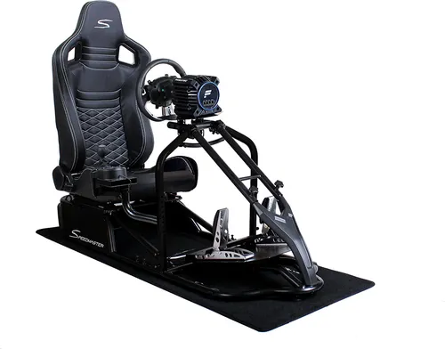 SIM Racing Cockpit Seat Pro Sim Rig SCHWARZ | Gaming Simulator Cockpit | Rennsimulator Lenkradständer Carbonfaser Optik Schwarz